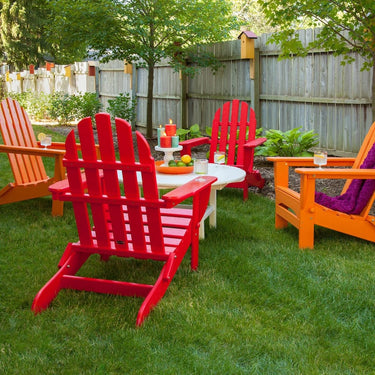 POLYWOOD Classic Folding Adirondack 5-Piece Conversation Group - Sunset Red / Tangerine